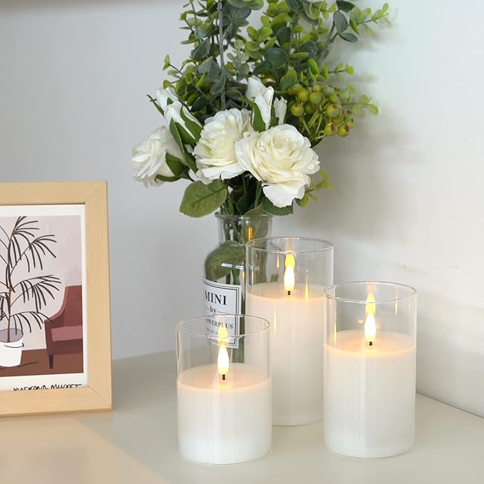 Magic Clear Glass Flameless LED Pillar Candle