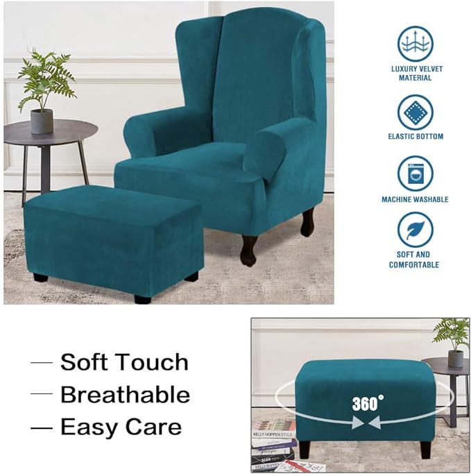 Square Slipcovers Velvet Ottoman Cover