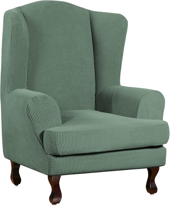 Jacquard Wing Chair Cover Seat Slipcover