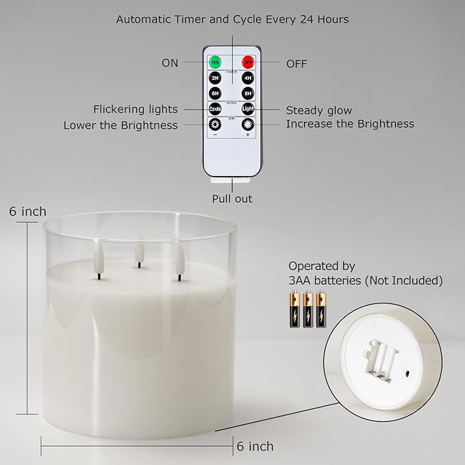 Magic Clear Glass Flameless LED Pillar Candle