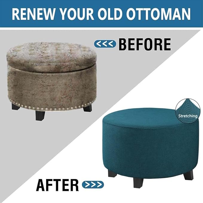 Round Slipcovers Jacquard Ottoman Cover