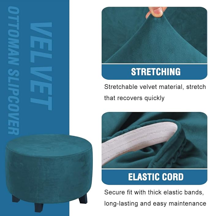 Round Slipcovers Velvet Ottoman Cover