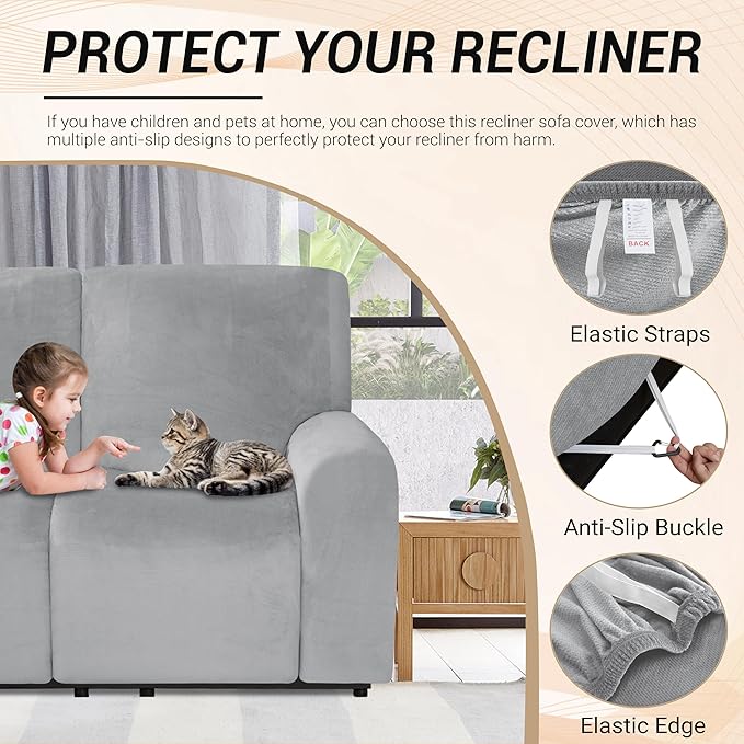 Velvet Love Seat Slipcover Recliner Cover