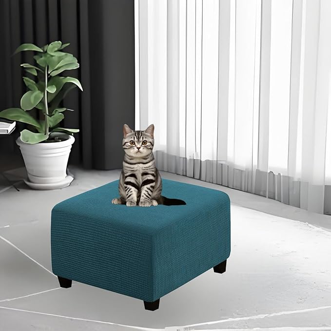 Square Slipcovers Jacquard Ottoman Cover