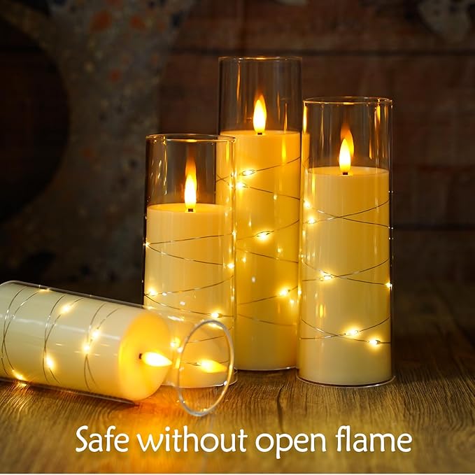 Magic Clear Glass Flameless LED Pillar Candle