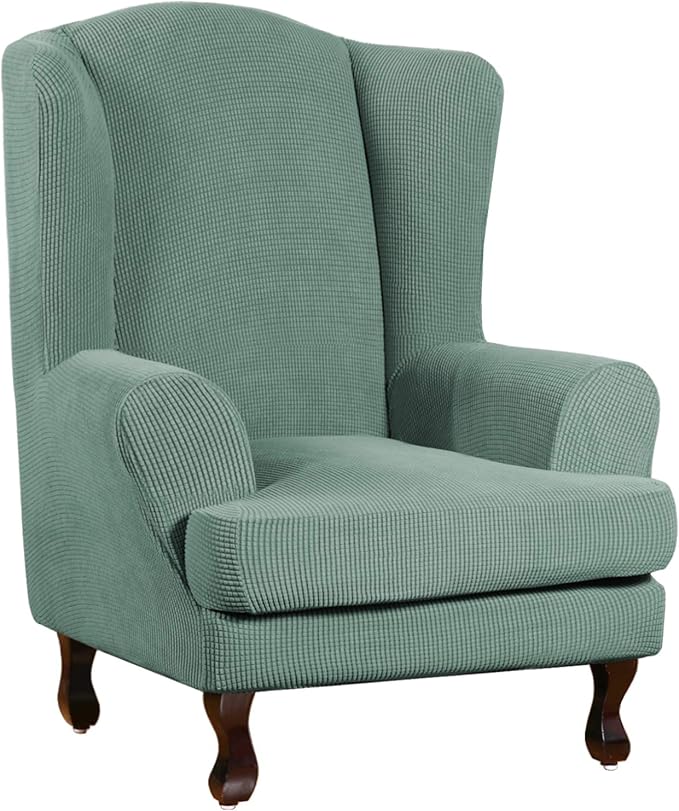 Jacquard Wing Chair Cover Seat Slipcover