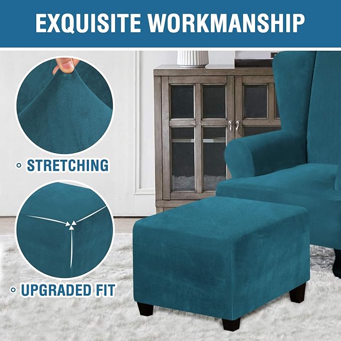Square Slipcovers Velvet Ottoman Cover