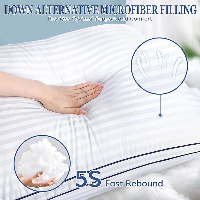 Cooling Luxury Stripe Premium Bed Sleeping Pillows