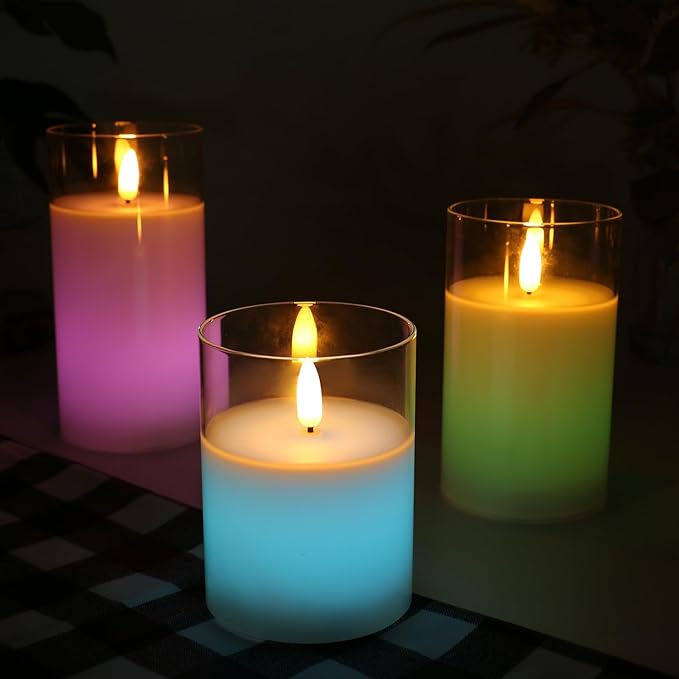 Magic Clear Glass Flameless LED Pillar Candle