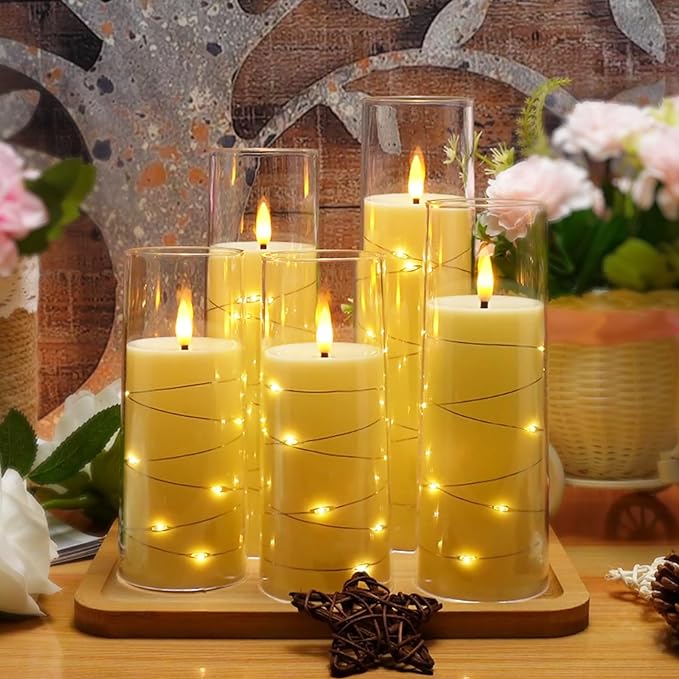 Magic Clear Glass Flameless LED Pillar Candle