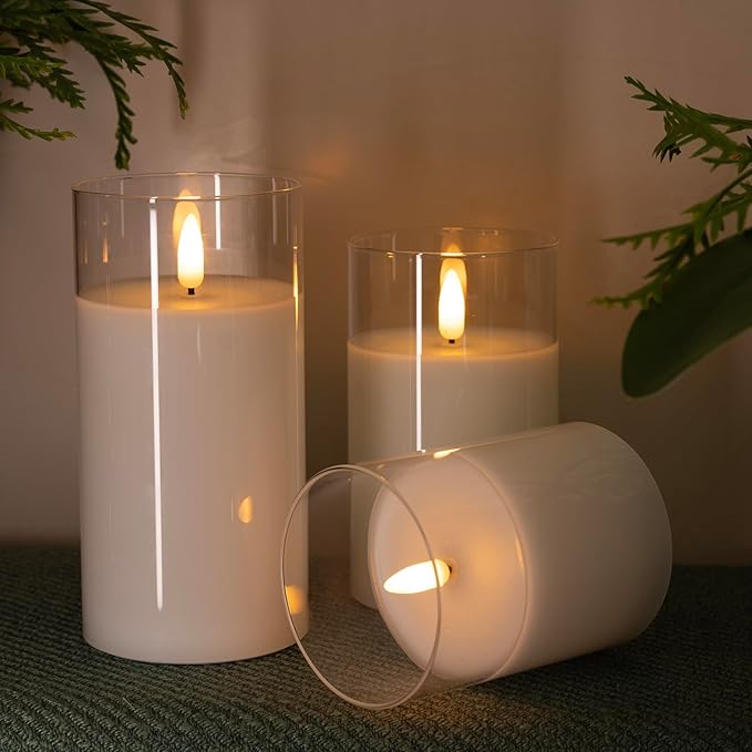Magic Clear Glass Flameless LED Pillar Candle