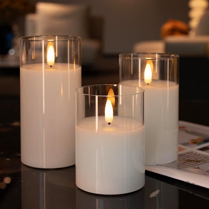 Magic Clear Glass Flameless LED Pillar Candle