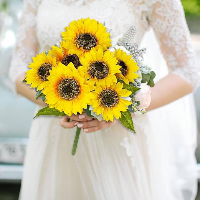 Faux Artificial Stem Silk Sunflower Flower