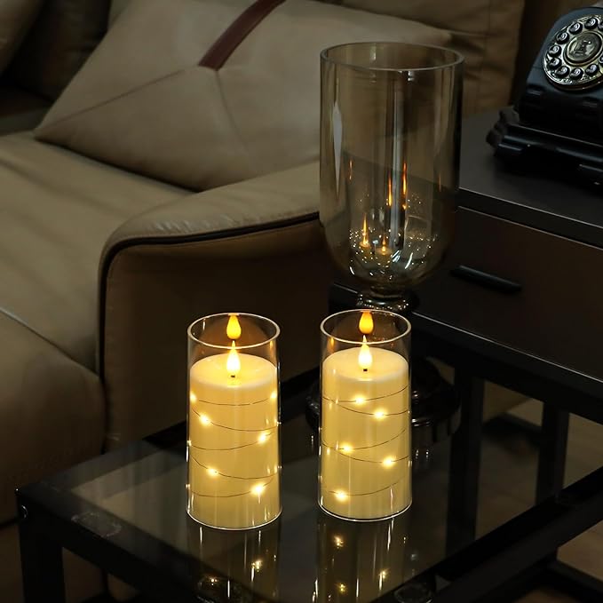Magic Clear Glass Flameless LED Pillar Candle
