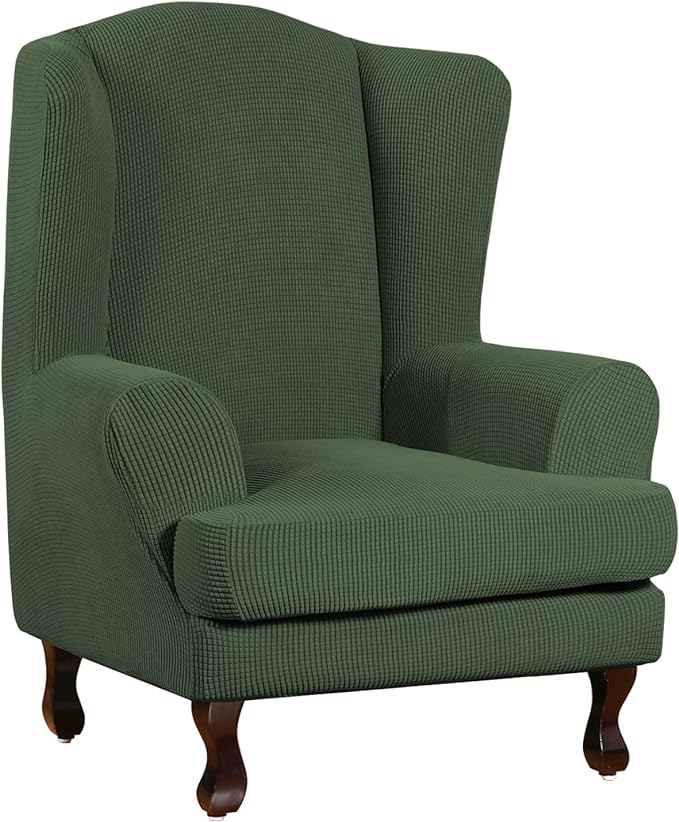 Jacquard Wing Chair Cover Seat Slipcover