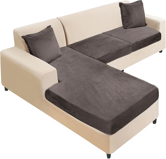 L Shaped Velvet Cushion Slipcover Sofa Couch Cover