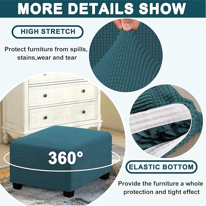 Square Slipcovers Jacquard Ottoman Cover