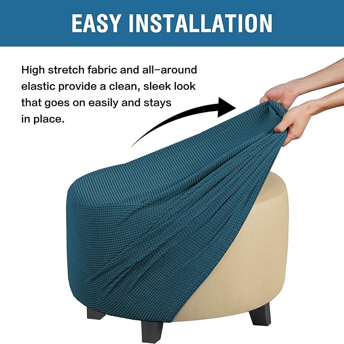 Round Slipcovers Jacquard Ottoman Cover