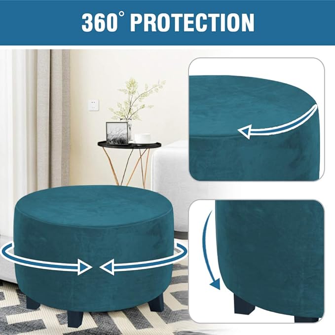 Round Slipcovers Velvet Ottoman Cover
