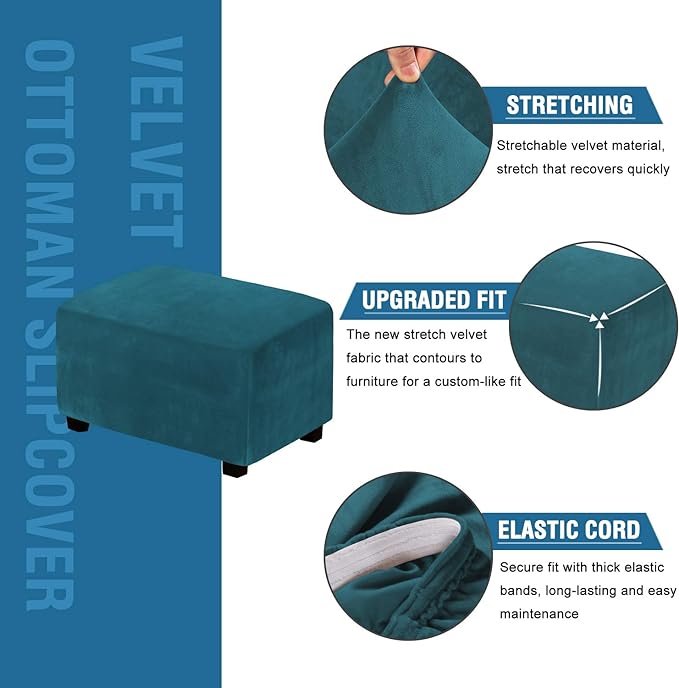 Square Slipcovers Velvet Ottoman Cover