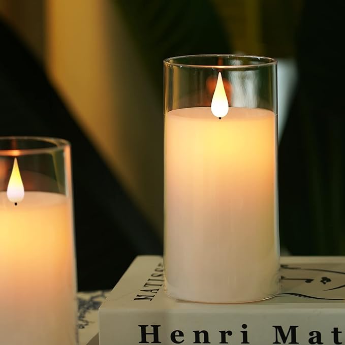 Magic Clear Glass Flameless LED Pillar Candle