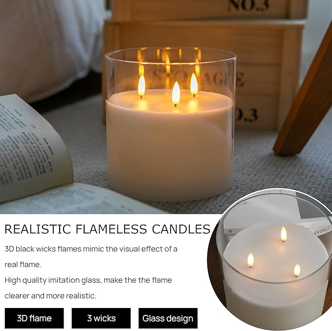 Magic Clear Glass Flameless LED Pillar Candle