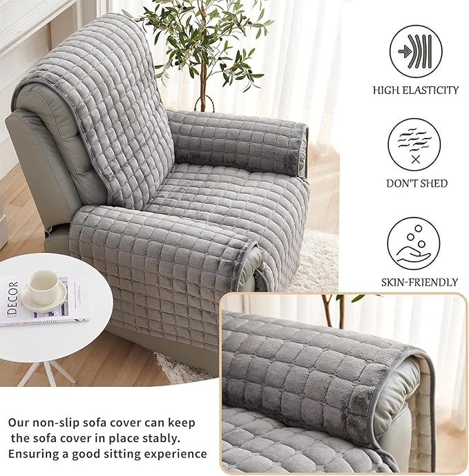 Non-Slip Fuzzy Fluffy Slipcover Lazy Boy Chair Cover