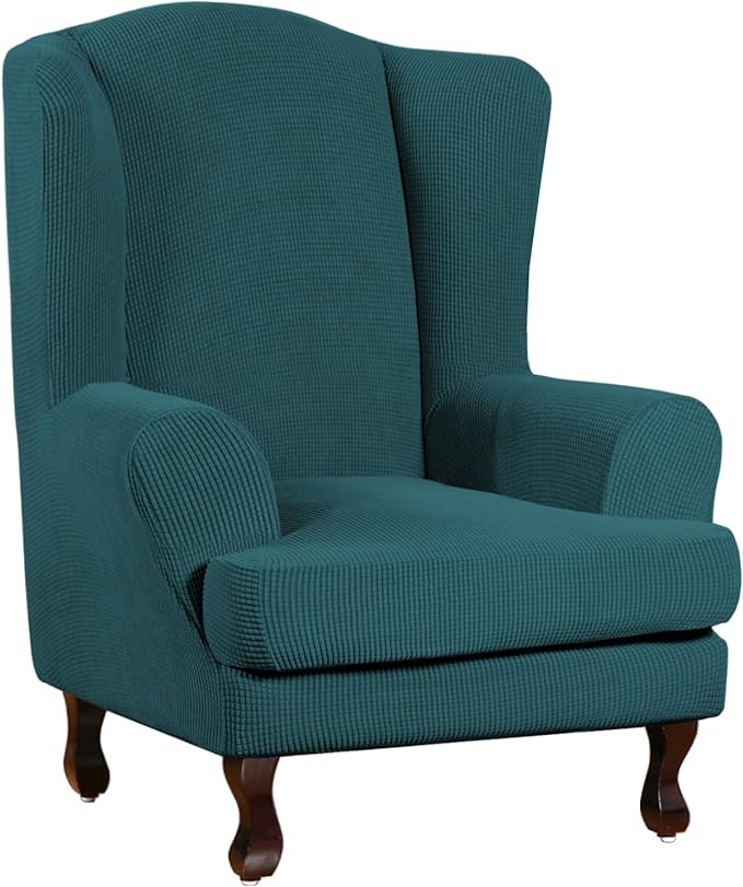Jacquard Wing Chair Cover Seat Slipcover