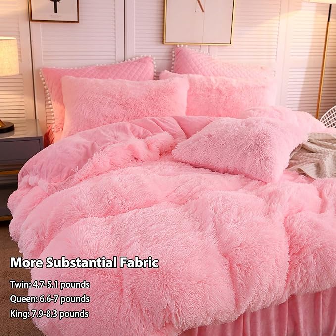 Fluffy Fuzzy flannel Plush Duvet Comforter Bedding Set