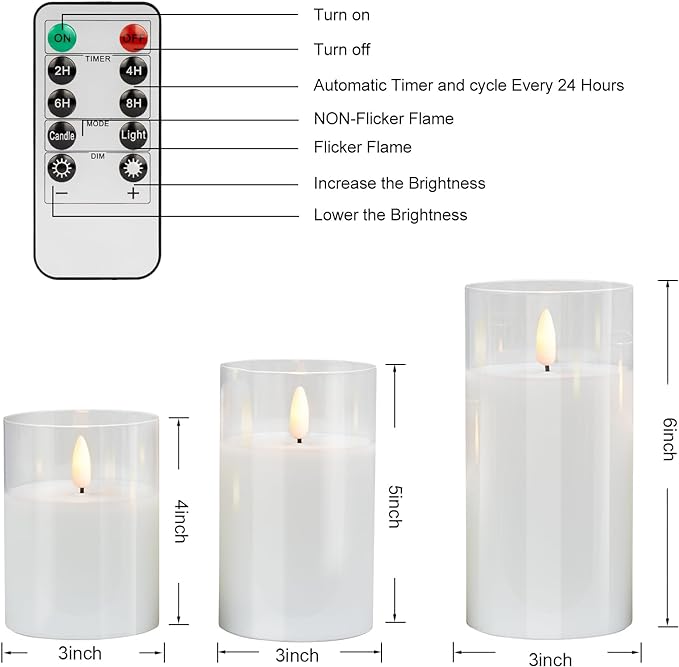 Magic Clear Glass Flameless LED Pillar Candle