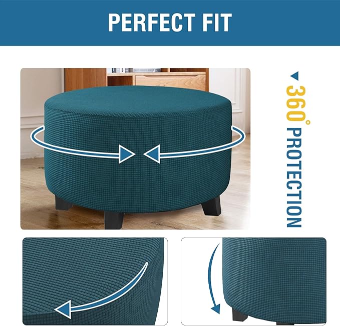 Round Slipcovers Jacquard Ottoman Cover