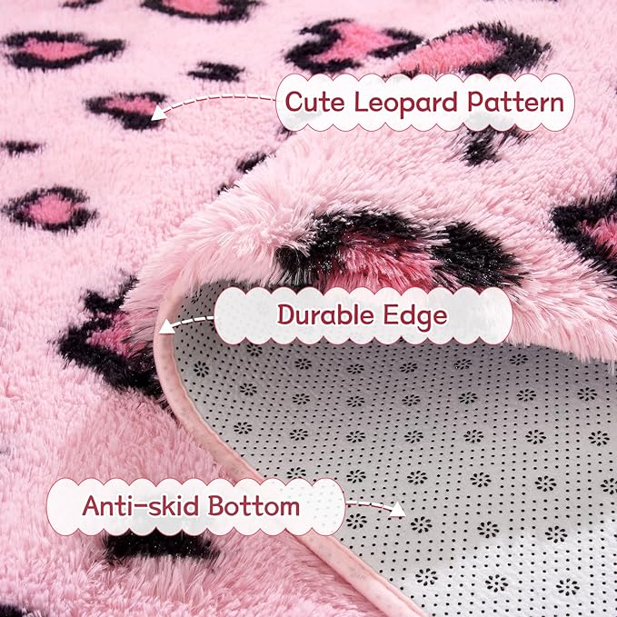 Leopard Shag Area Rug Fluffy Carpet