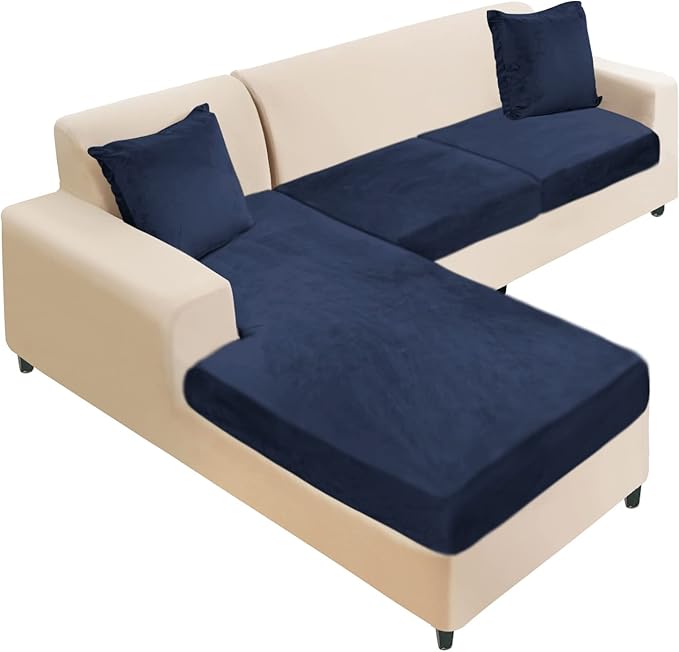 L Shaped Velvet Cushion Slipcover Sofa Couch Cover