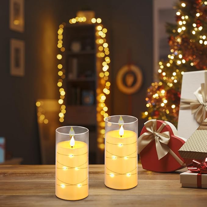 Magic Clear Glass Flameless LED Pillar Candle