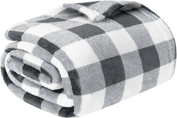 Buffalo Plaid Checkered Fuzzy Fleece Blanket