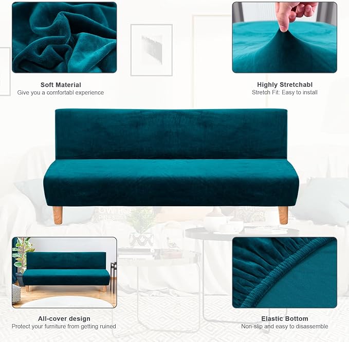 Armless Velvet Couch Sofa Slipcover