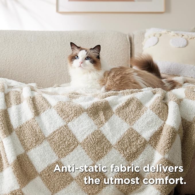 Checkered Fluffy Throw Blanket