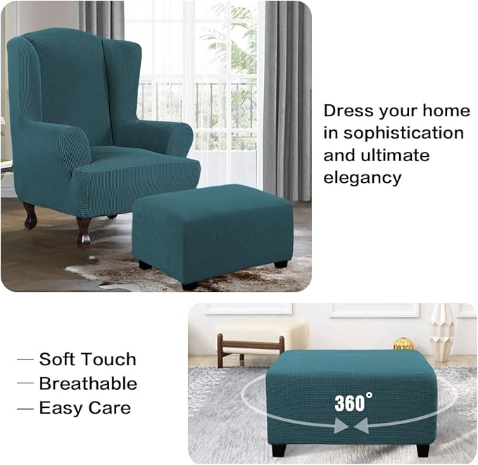 Square Slipcovers Jacquard Ottoman Cover