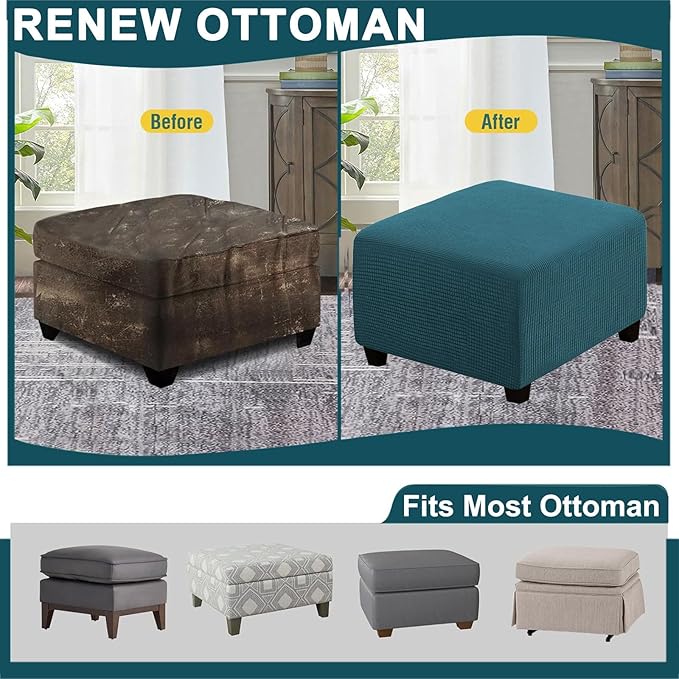 Square Slipcovers Jacquard Ottoman Cover