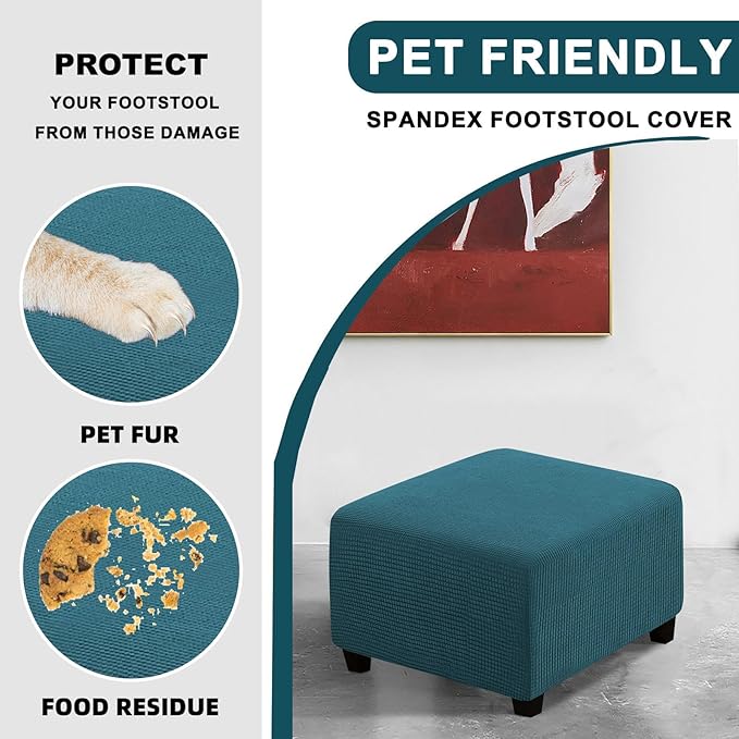 Square Slipcovers Jacquard Ottoman Cover