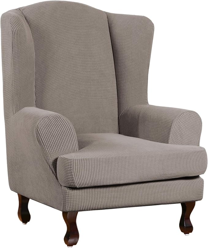 Jacquard Wing Chair Cover Seat Slipcover