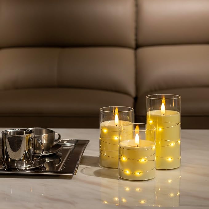 Magic Clear Glass Flameless LED Pillar