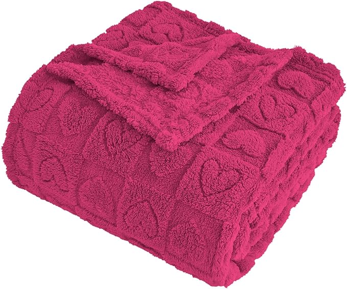 Heart Checkered Fluffy Throw Blanket