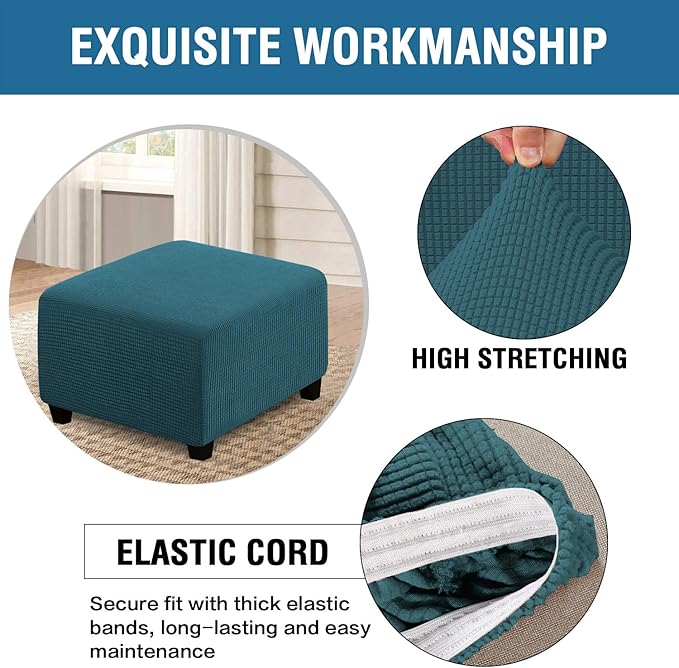 Square Slipcovers Jacquard Ottoman Cover