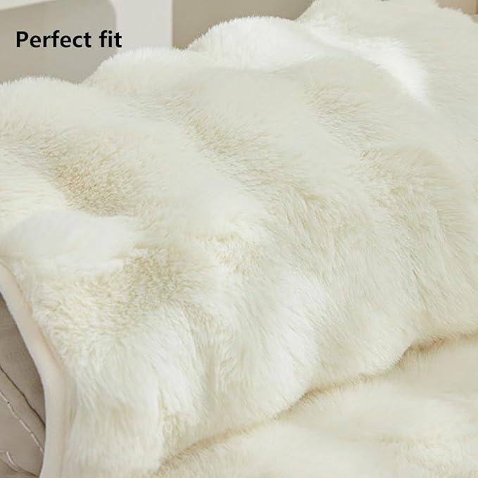 Non-Slip Plush Rabbit Slipcover Lazy Boy Chair Recliner Armrest Cover