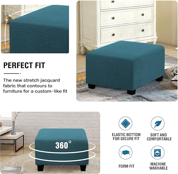 Square Slipcovers Jacquard Ottoman Cover
