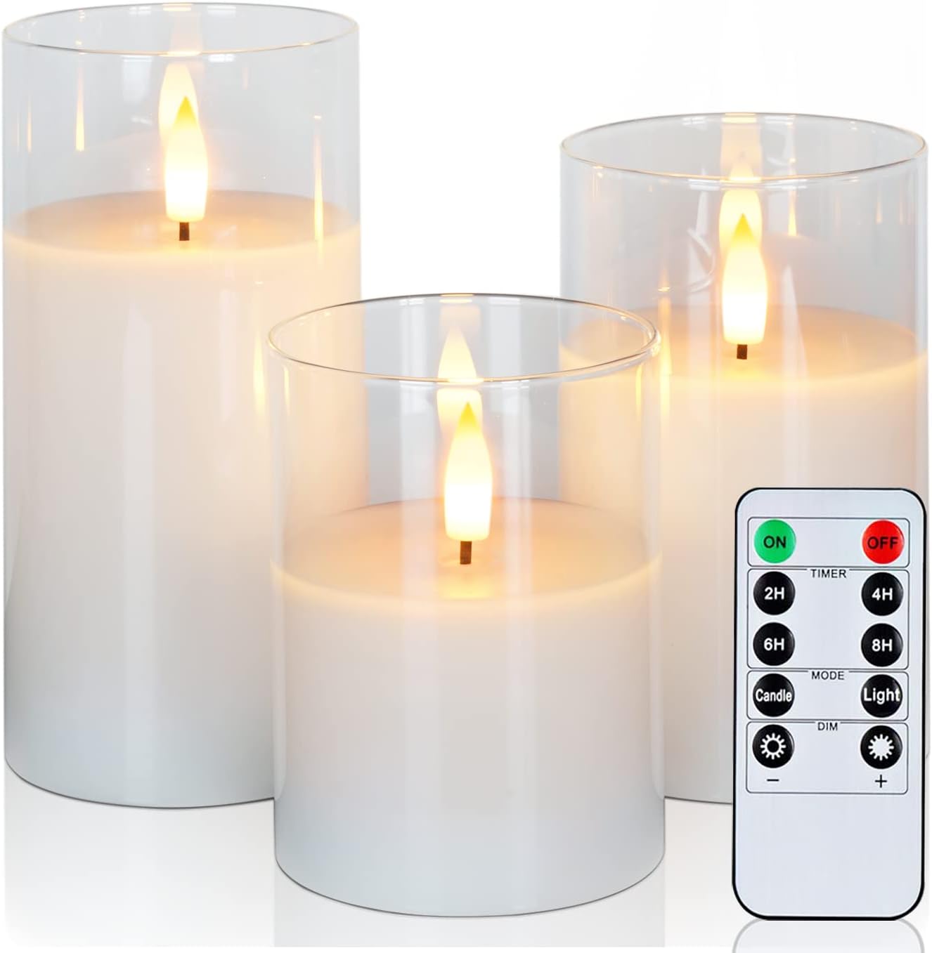 Magic Clear Glass Flameless LED Pillar Candle