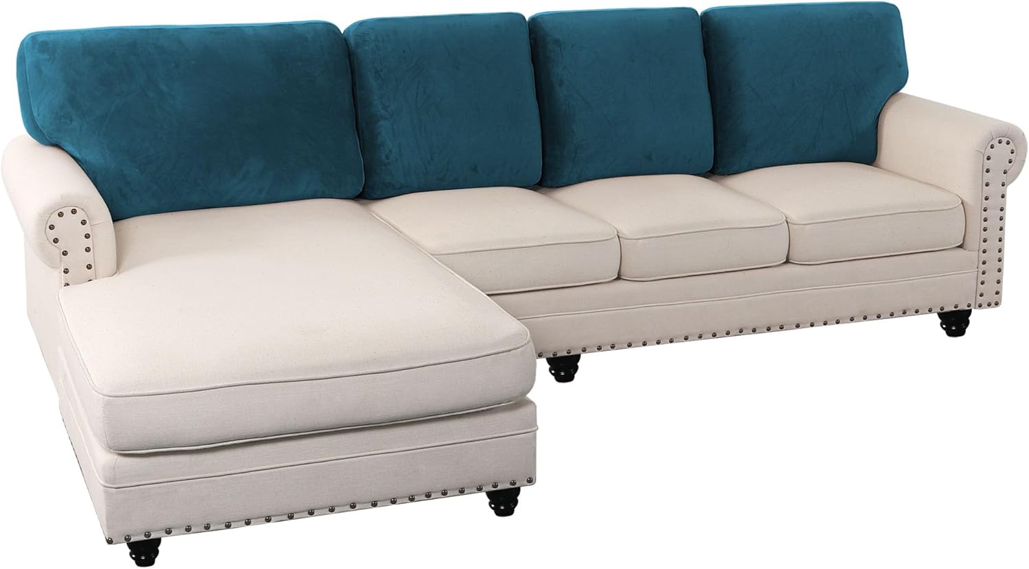 L Shaped Velvet Cushion Slipcover Sofa Couch Cover