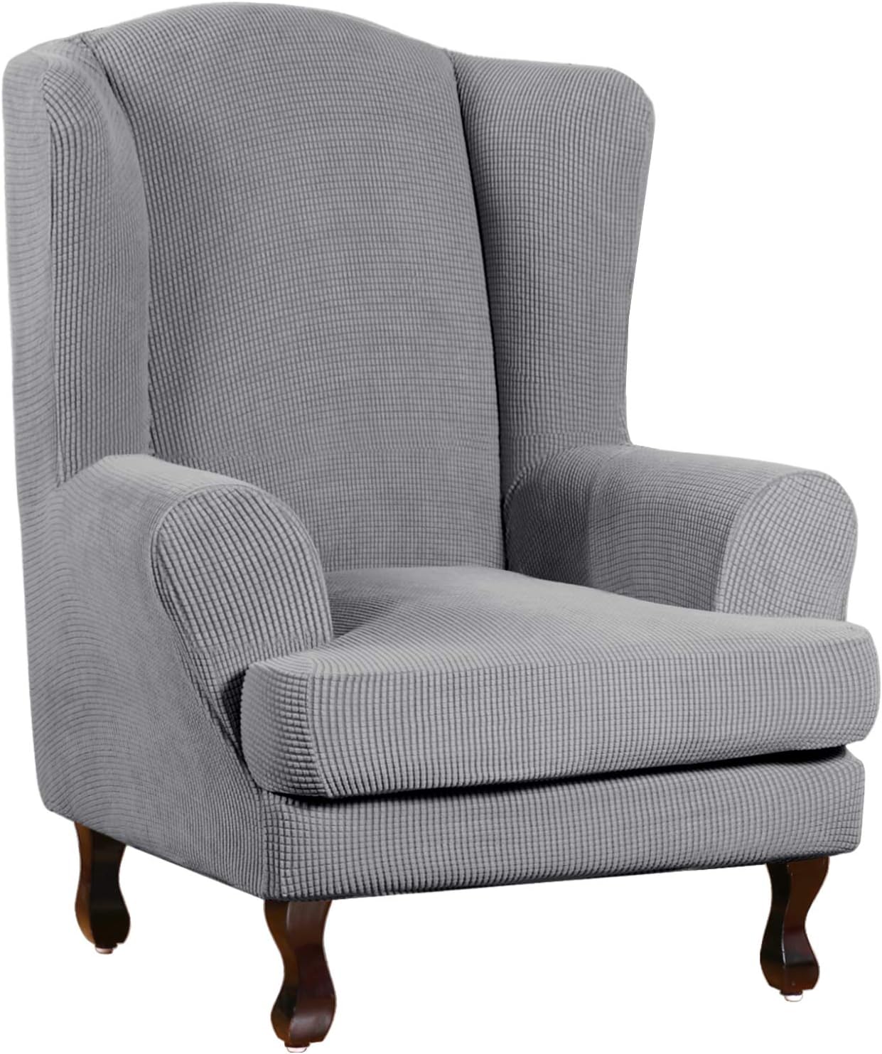 Jacquard Wing Chair Cover Seat Slipcover