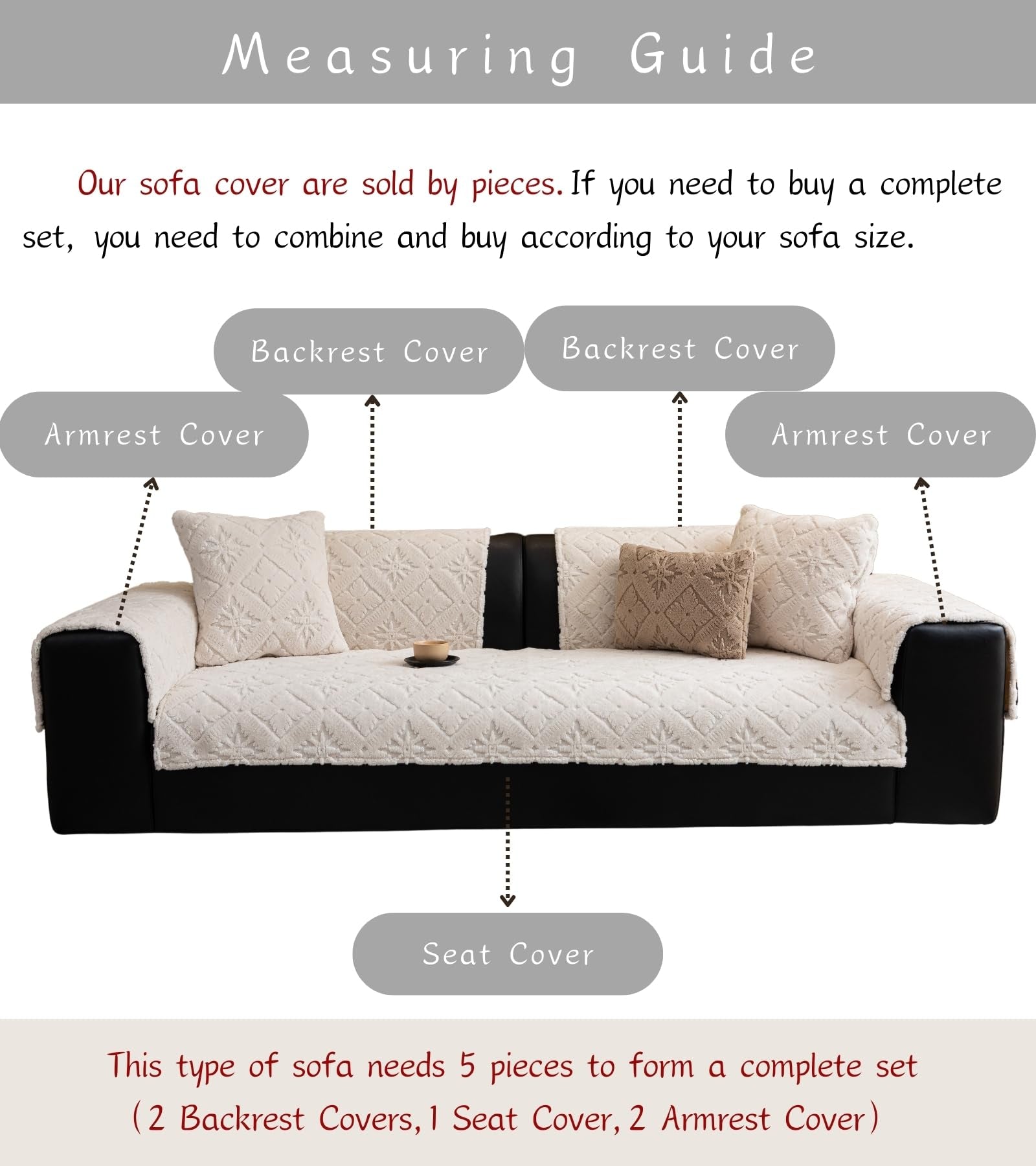 Non-Slip Jacquard Fleece Plush Sofa Couch Cover